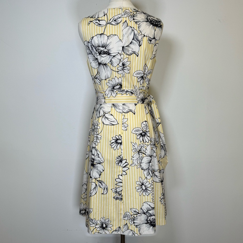 Anne Klein Floral Striped Sleeveless Dress With Pockets And Belt Women’s Size 6 - Picture 4 of 10